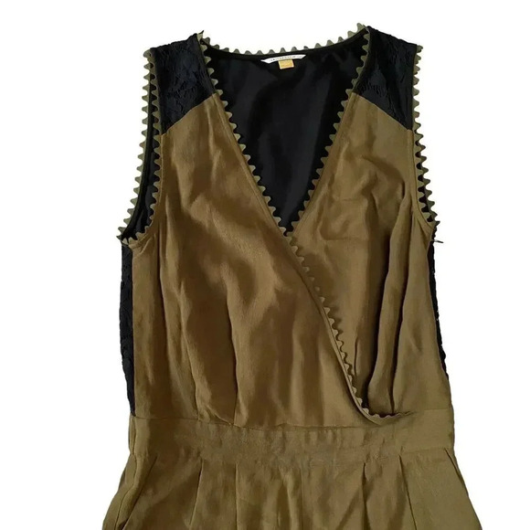 Anthropologie Leifsdottir Sani Lace Back Olive Green Cropped Jumpsuit Size 4 - Picture 5 of 16